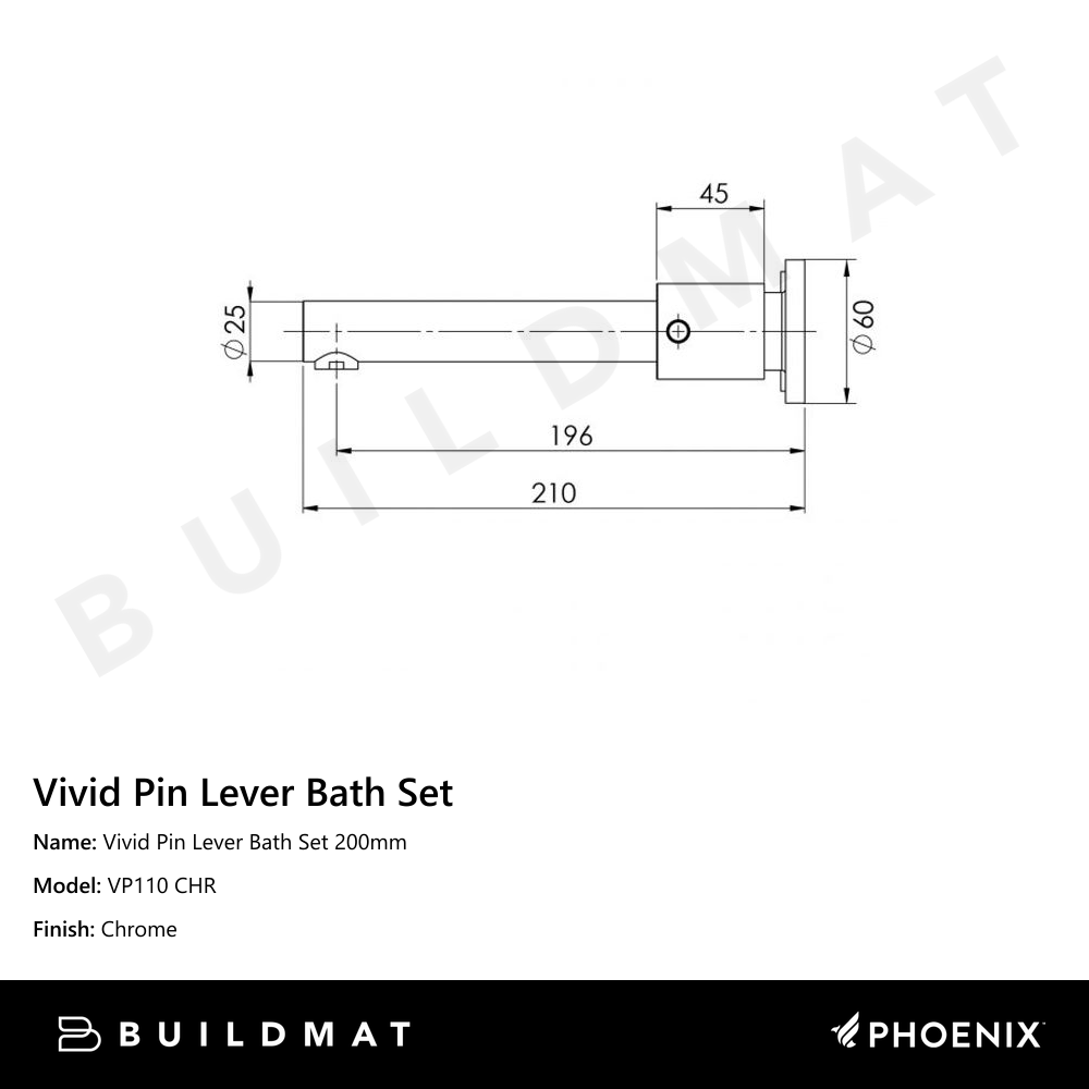 Vivid Pin Lever Bath Set 200mm Chrome