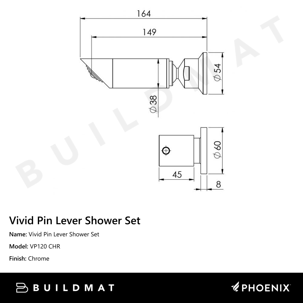 Vivid Pin Lever Shower Set Chrome