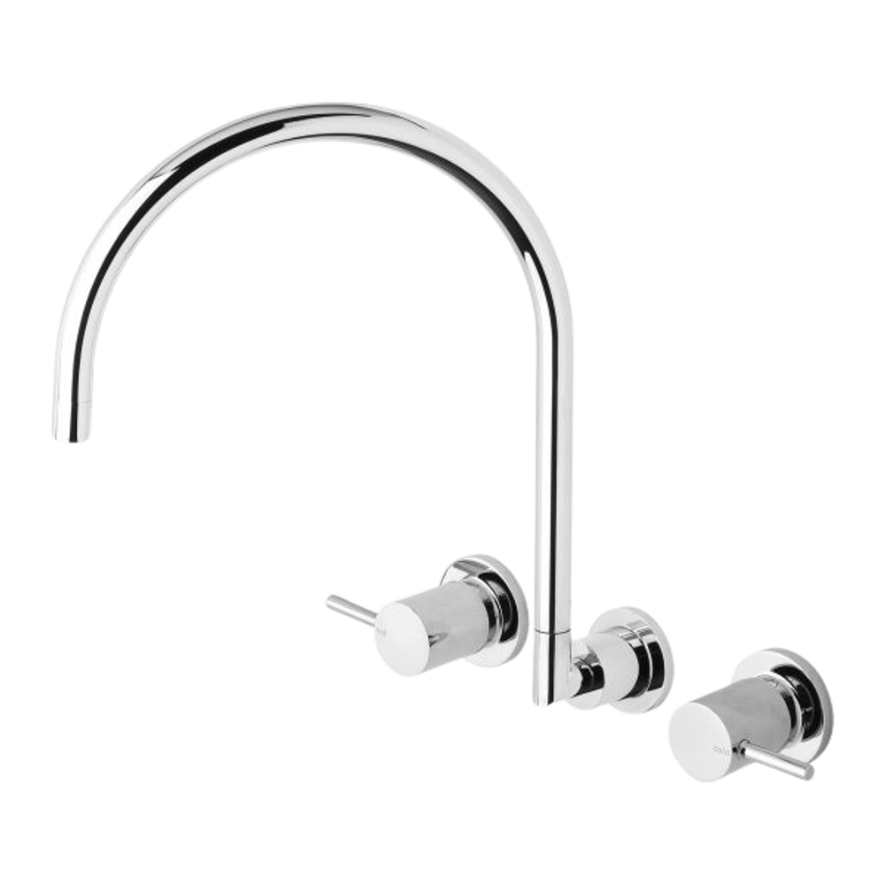 Vivid Pin Lever Wall Sink Set 200mm Gooseneck Lead Free Chrome