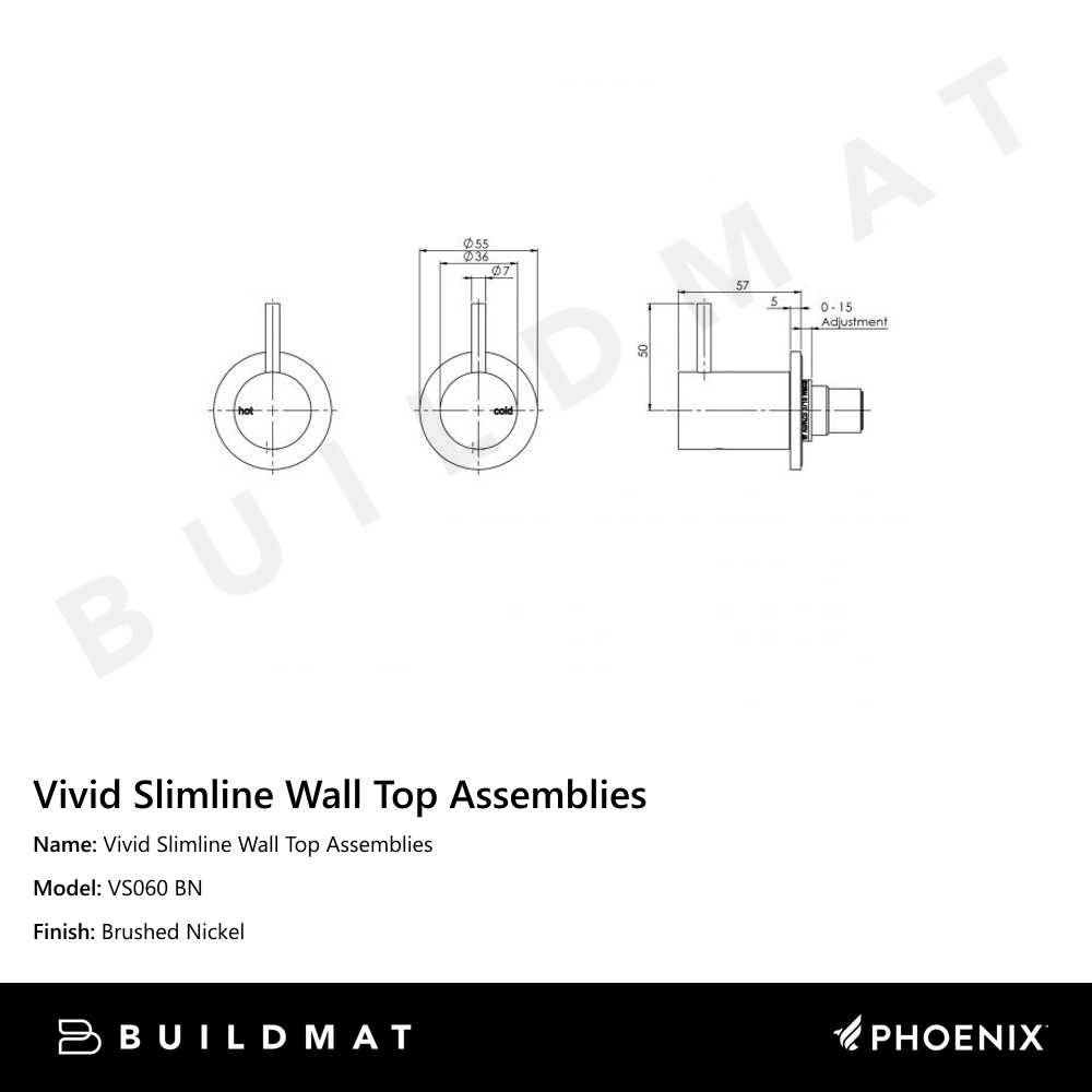 Vivid Slimline Wall Top Assemblies Brushed Nickel