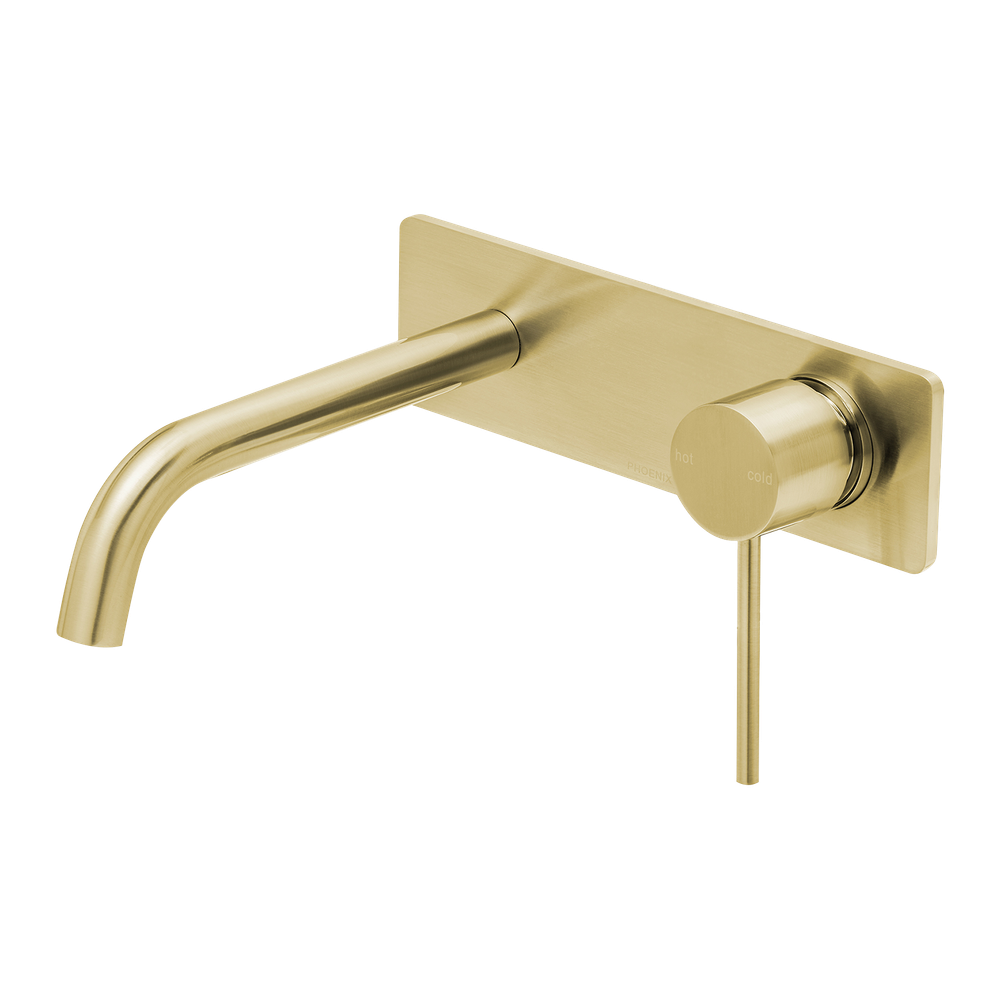 Vivid Slimline SwitchMix Wall Basin / Bath Mixer Set 180mm Fit-Off Kit Brushed Gold