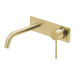 Phoenix Vivid Slimline SwitchMix Wall Basin / Bath Mixer Set 180mm Fit-Off Kit Lead Free Brushed Gold