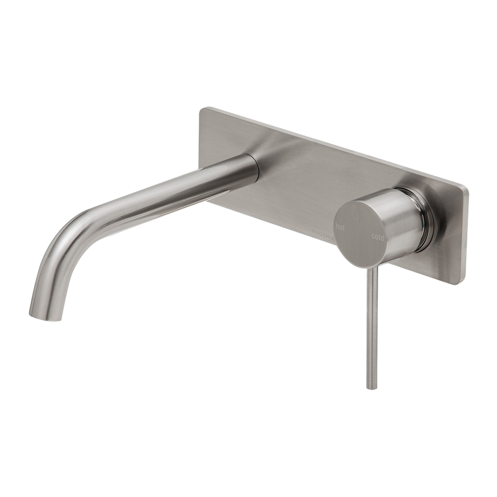 Vivid Slimline SwitchMix Wall Basin / Bath Mixer Set 180mm Fit-Off Kit Brushed Nickel