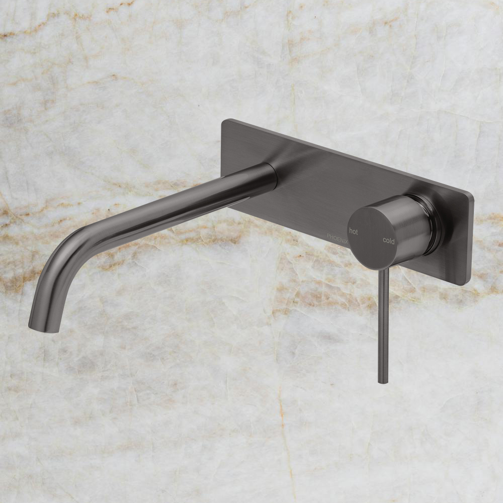 Vivid Slimline SwitchMix Wall Basin / Bath Mixer Set 230mm Fit-Off Kit Only Lead Free Brushed Carbon