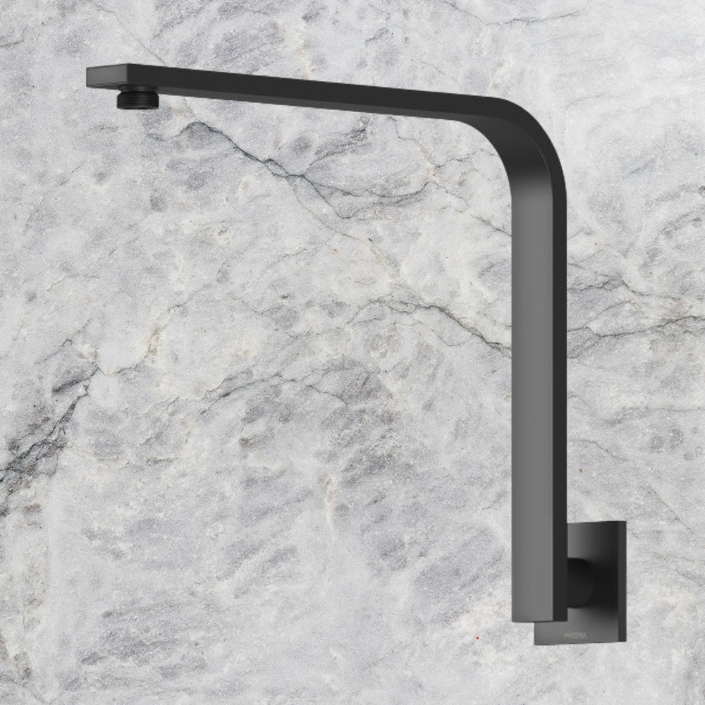 Vivid Slimline High-Rise Shower Arm Square Plate Matte Black