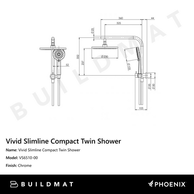 Vivid Slimline Compact Twin Shower Chrome