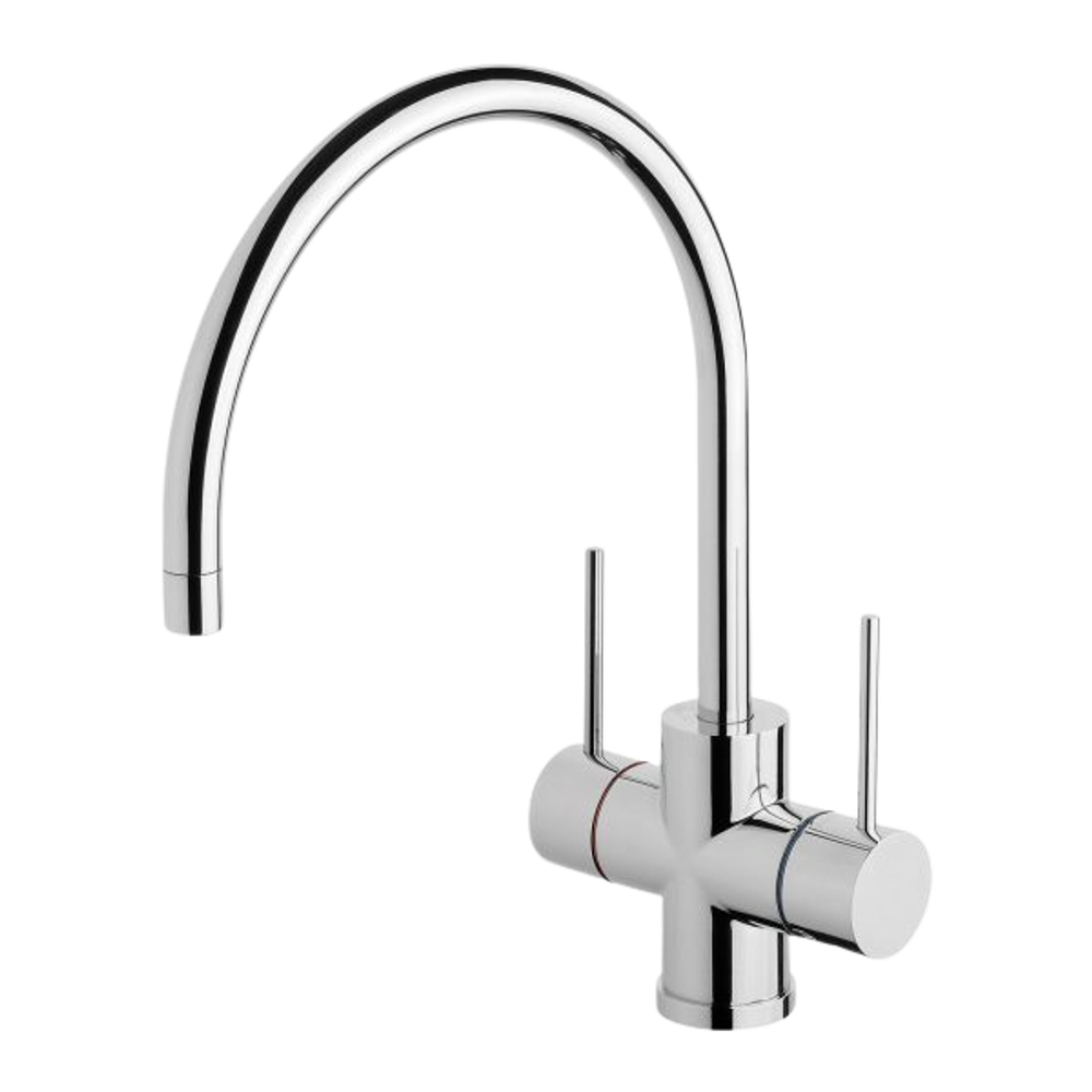 Vivid Slimline Twin Handle Sink Mixer 220mm Gooseneck Chrome