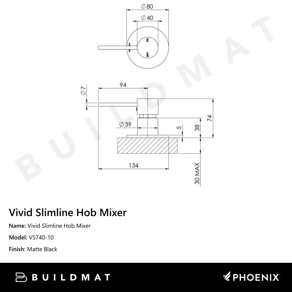 Vivid Slimline Hob Mixer       Matte Black