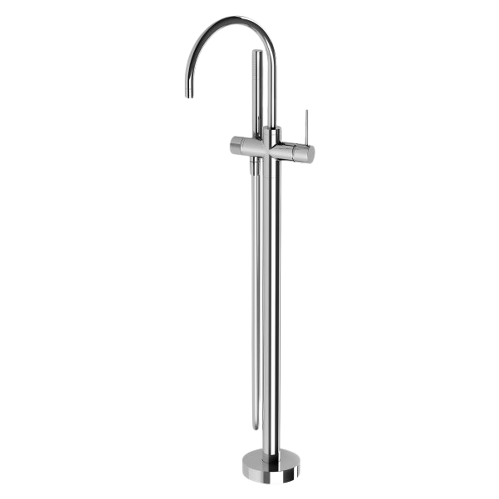 Vivid Slimline Floor Mounted Bath Mixer with Hand Shower Chrome