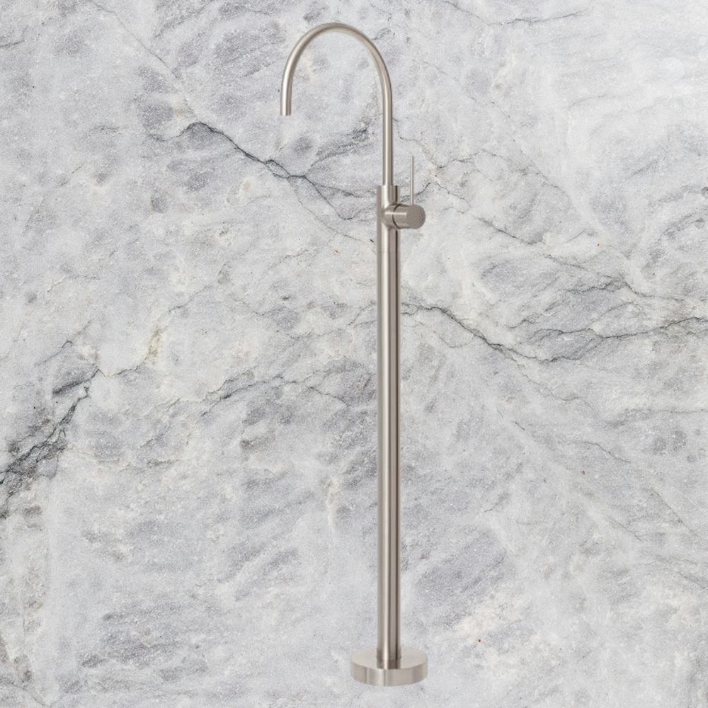 Vivid Slimline Floor Mounted Bath Mixer Brushed Nickel