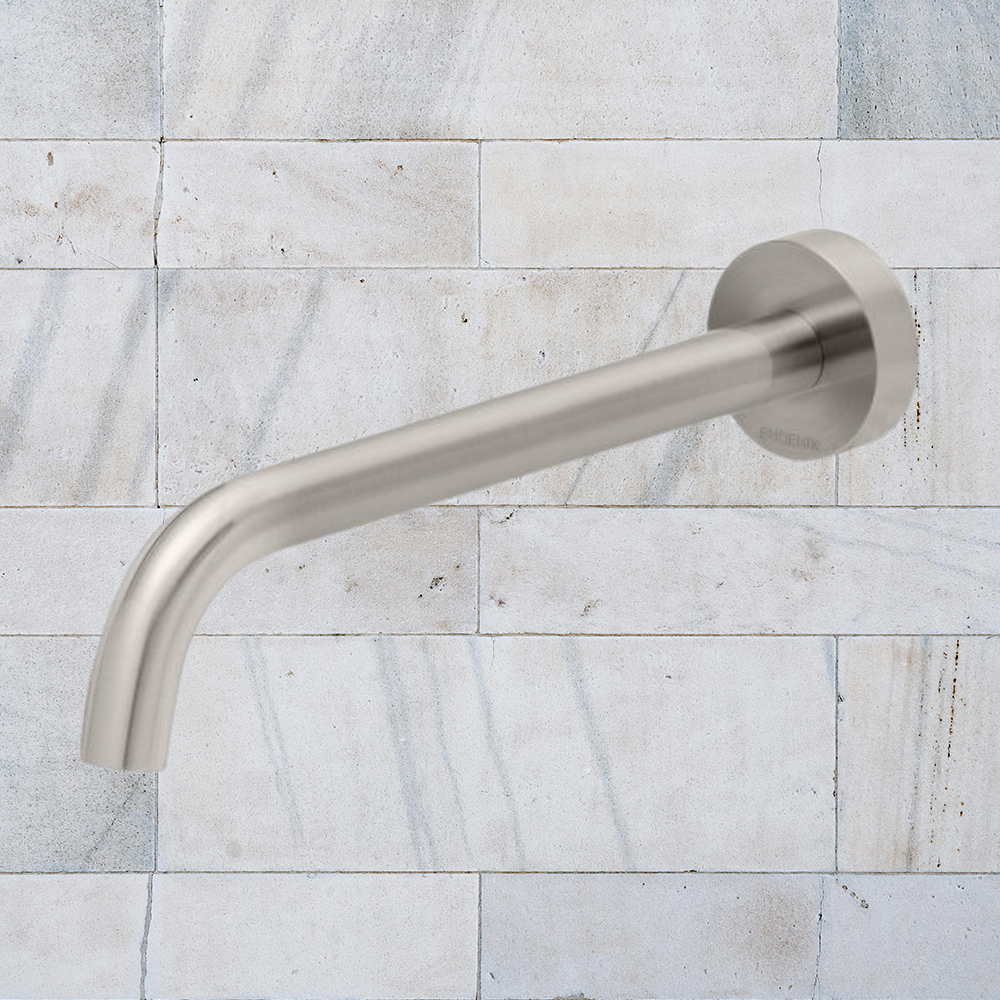 Vivid Slimline Basin Outlet 230mm Curved Brushed Nickel