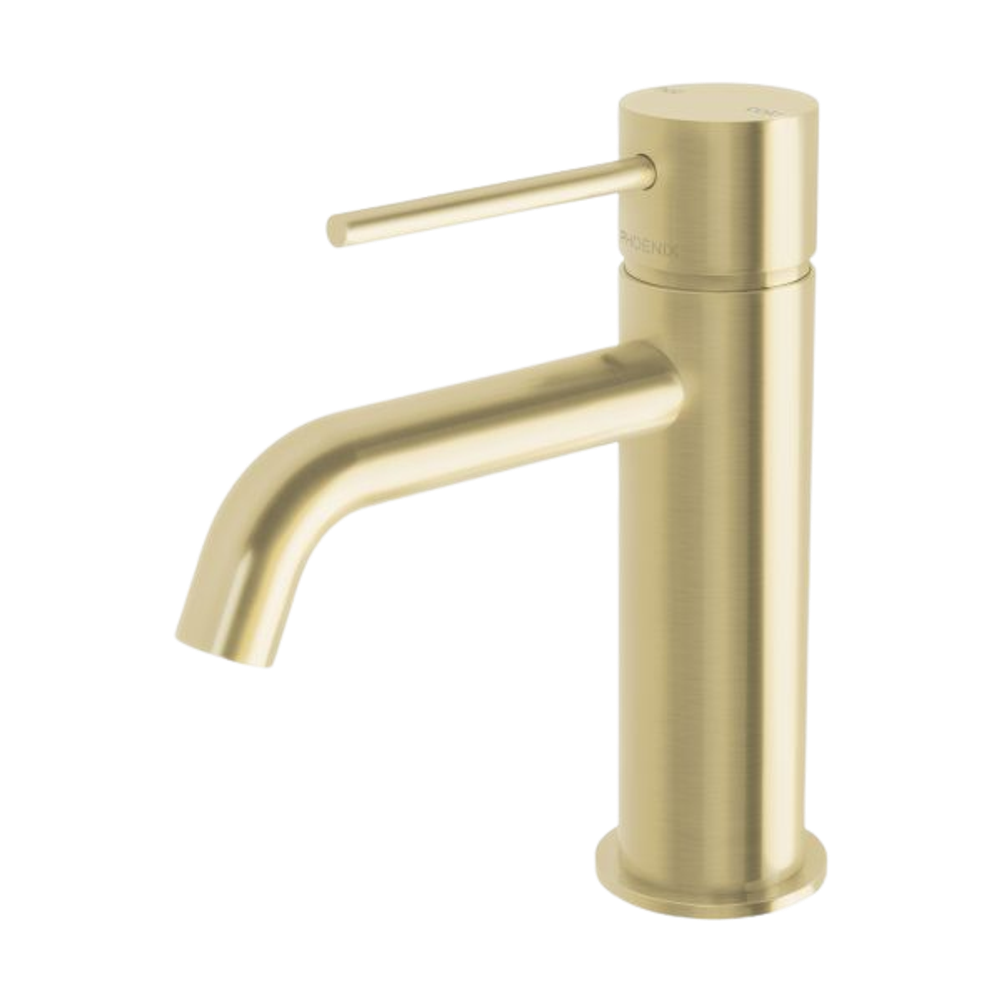 Vivid Slimline Basin Mixer Curved Outlet  Brushed Gold