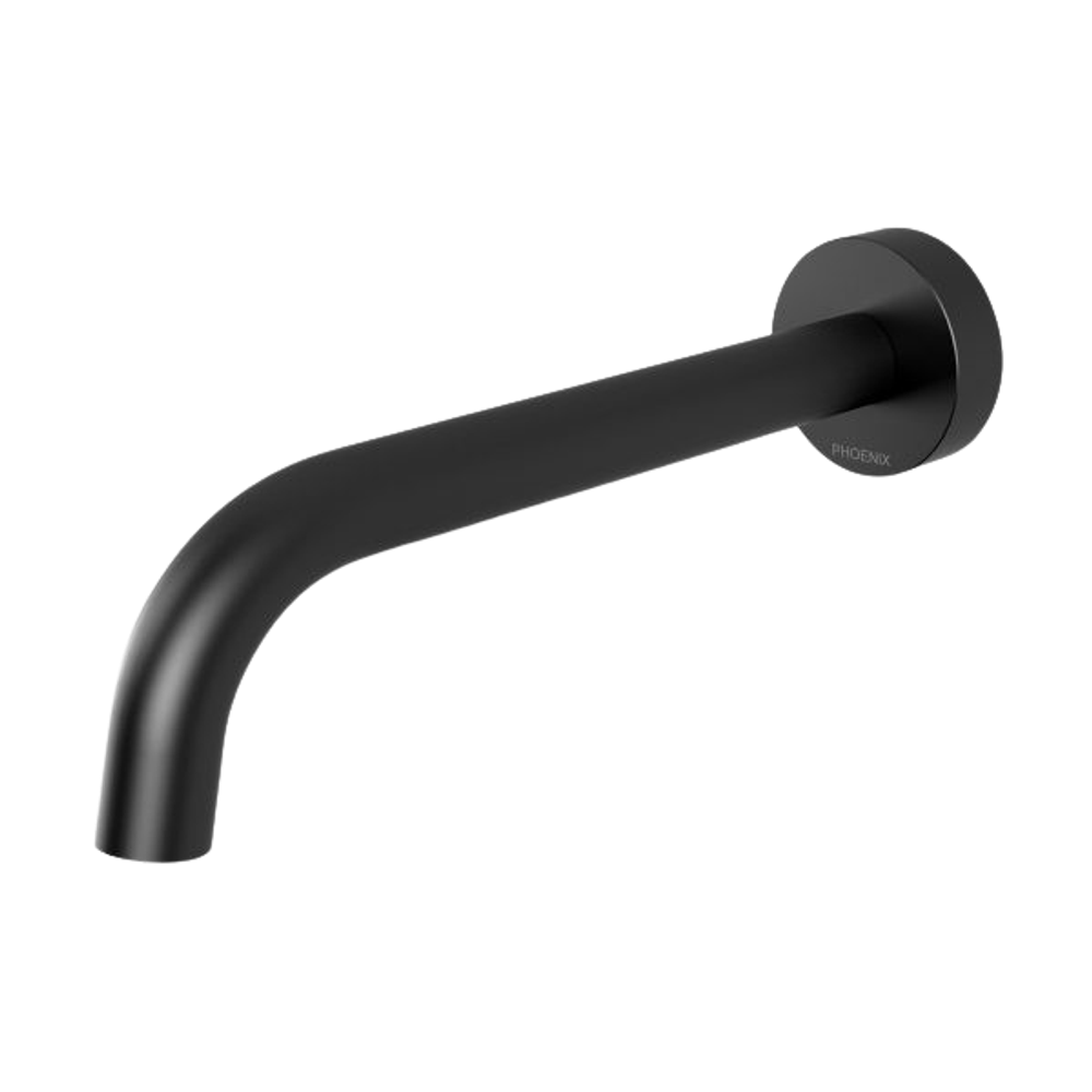 Vivid Slimline Wall Bath Outlet 180mm Curved Matte Black