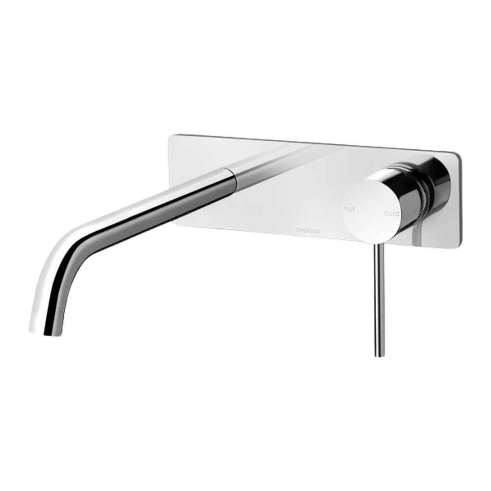 Vivid Slimline Wall Basin Mixer Set 230mm Curved Chrome