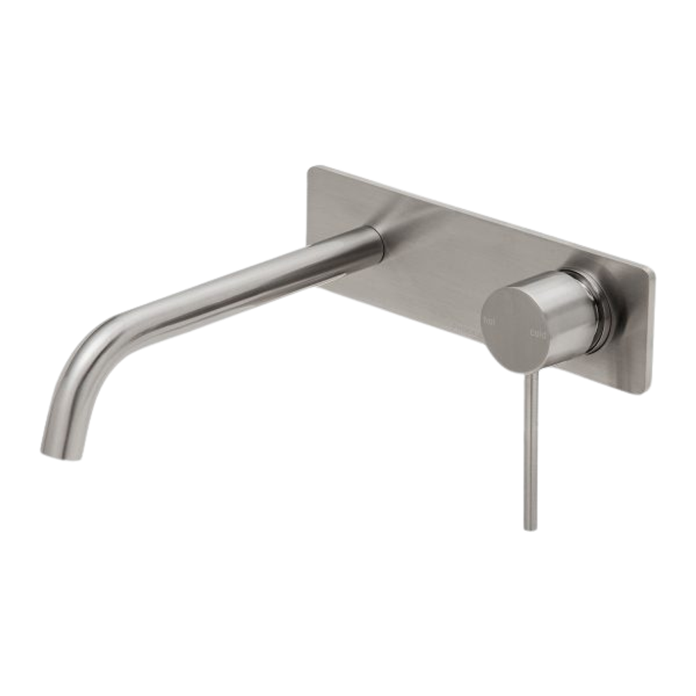 Vivid Slimline Wall Bath Mixer Set 230mm Curved Brushed Nickel