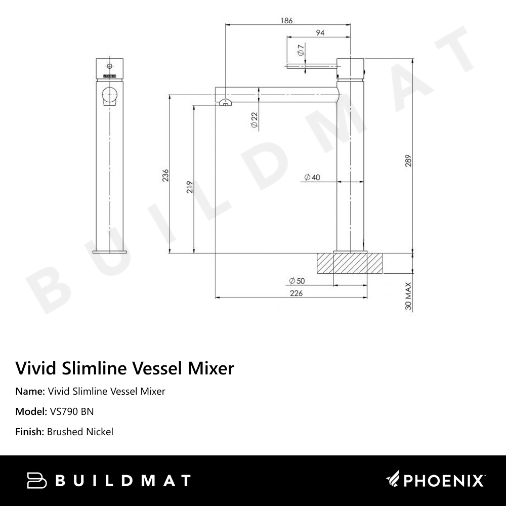 Vivid Slimline Vessel Mixer Brushed Nickel