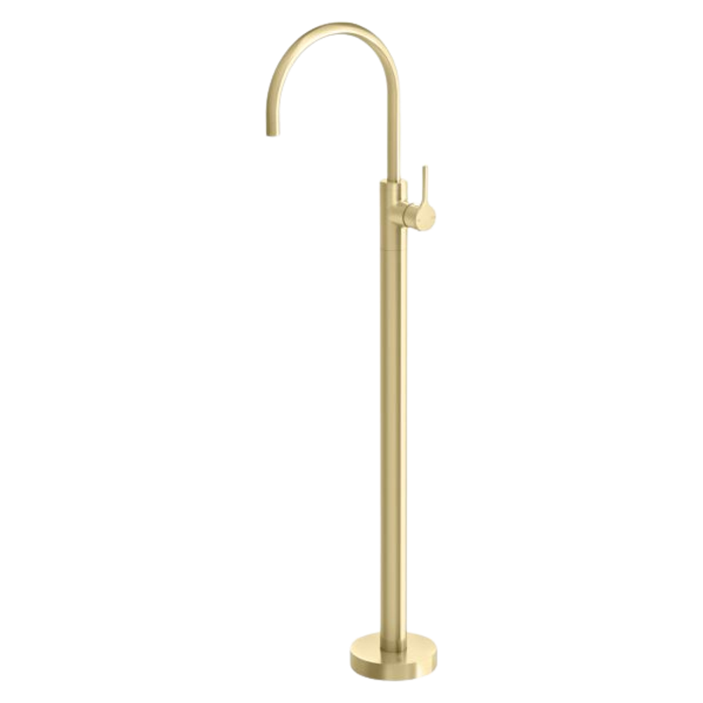 Vivid Slimline Oval Floor Mounted Bath Mixer Brushed Gold