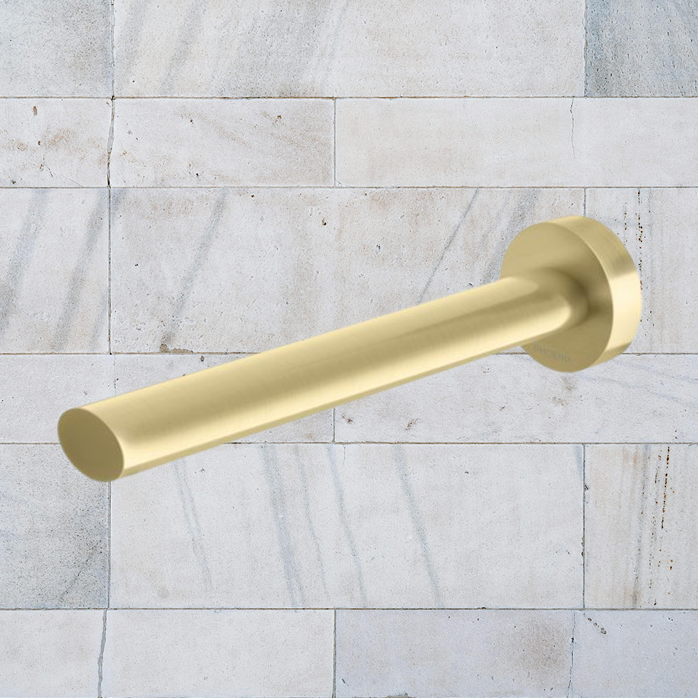 Vivid Slimline Oval Wall Basin Outlet 180mm Brushed Gold