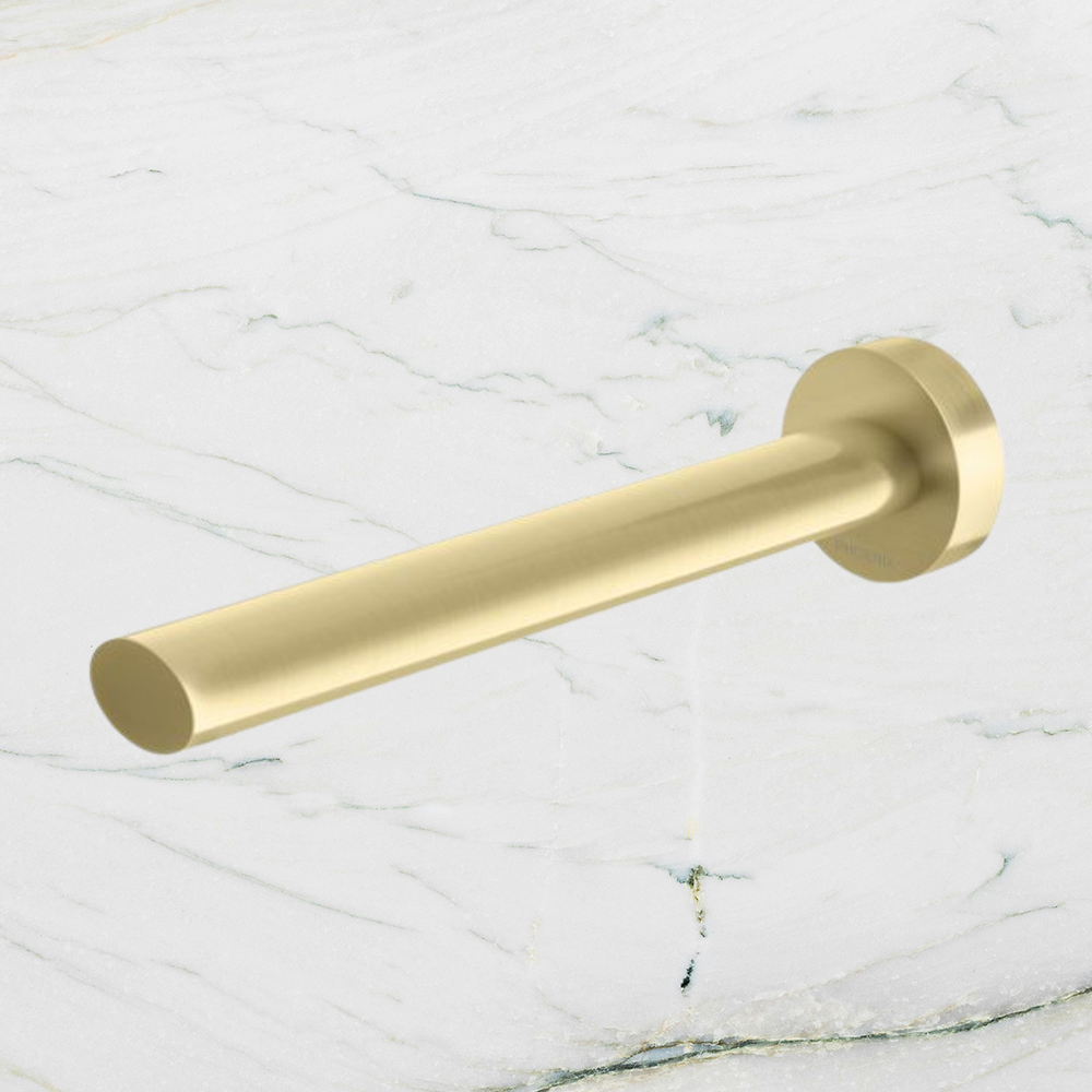 Vivid Slimline Oval Wall Bath Outlet 180mm Brushed Gold