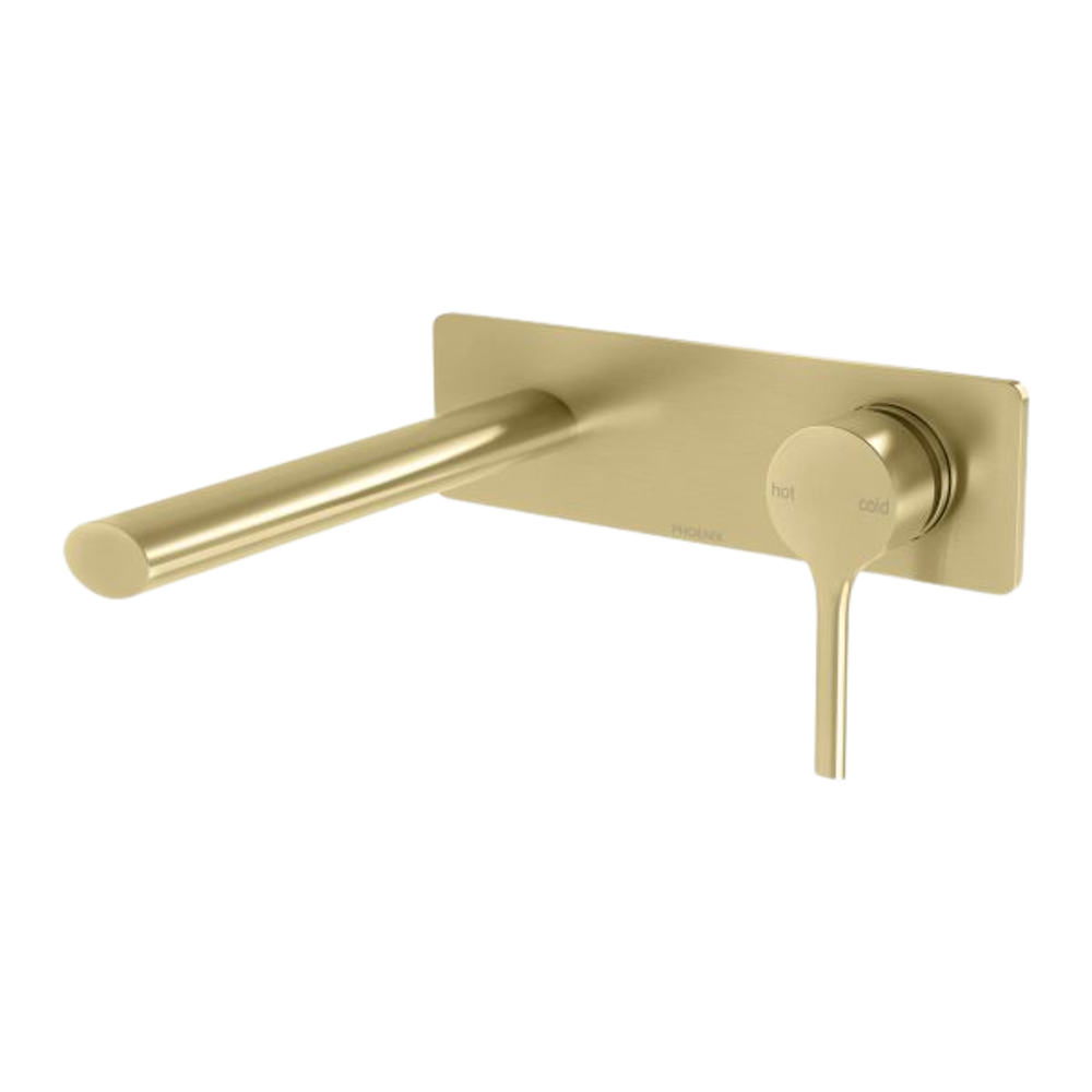 Vivid Slimline Oval Wall Basin Mixer Set 175mm Brushed Gold