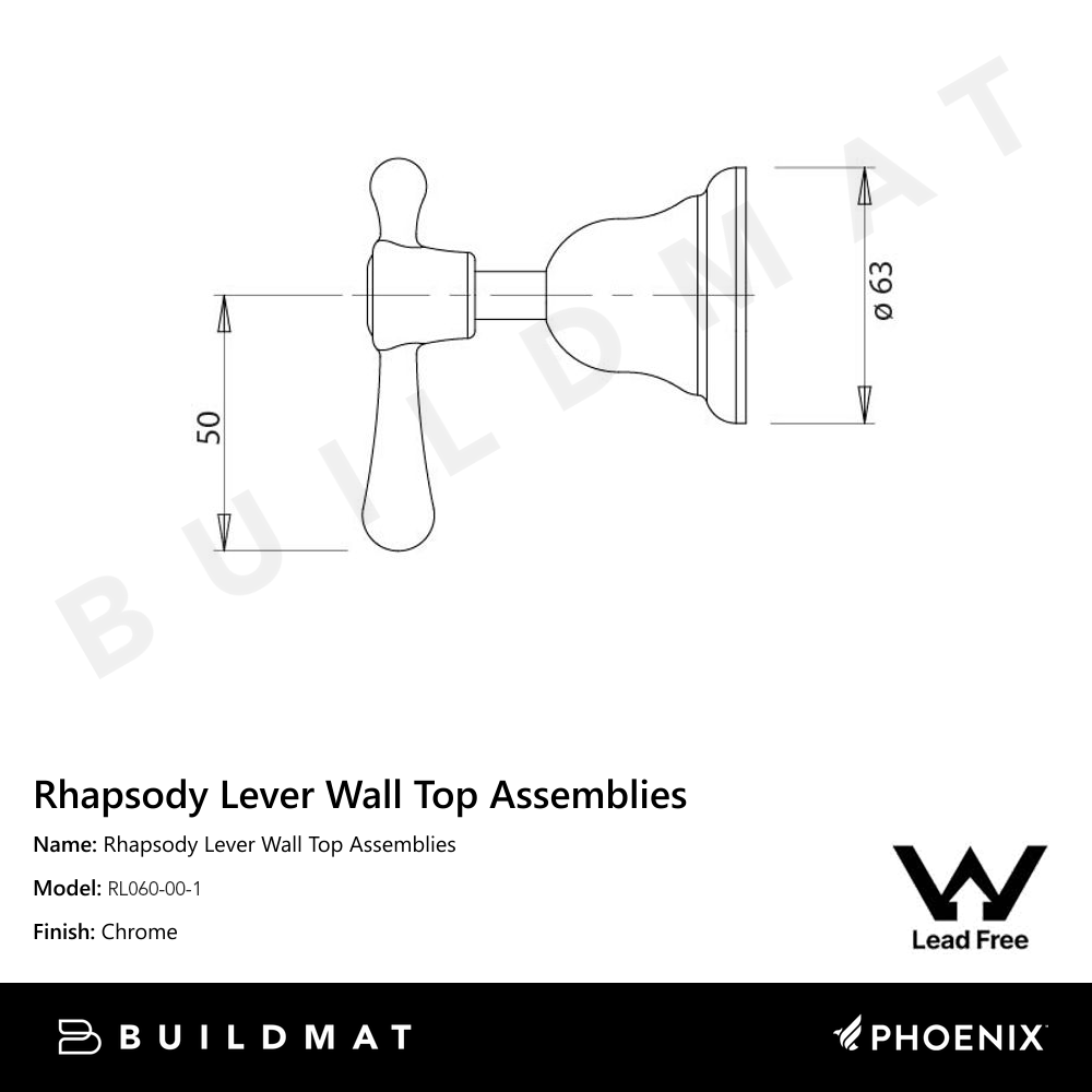 Rhapsody Lever Wall Top Assemblies Lead Free Chrome