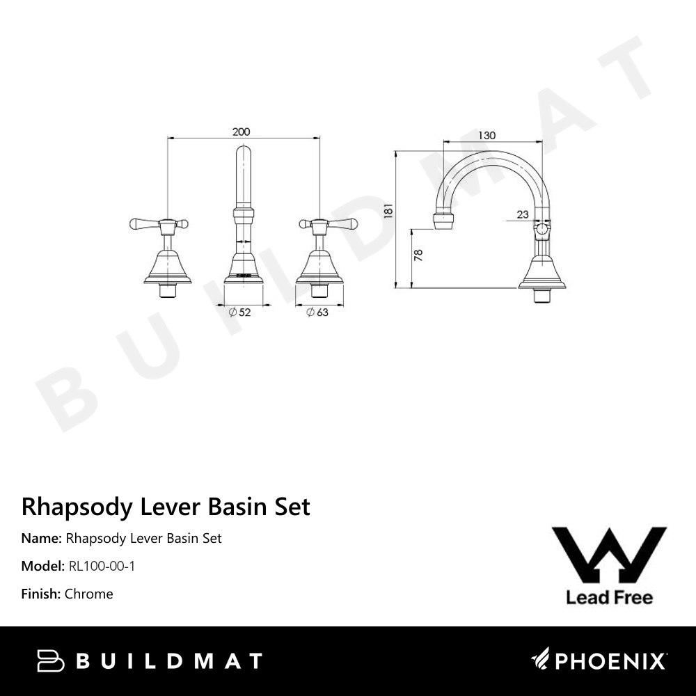 Rhapsody Lever Basin Set Lead Free Chrome