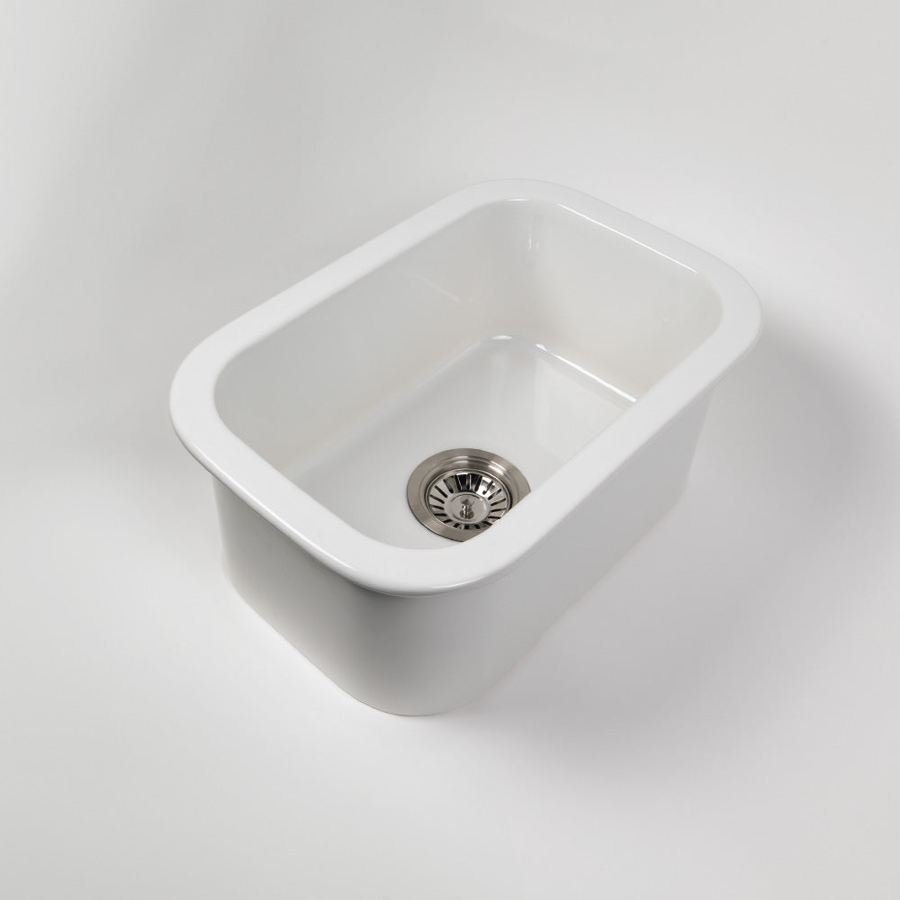 Oswynn 330x483 Gloss White Fireclay Single Bowl Sink