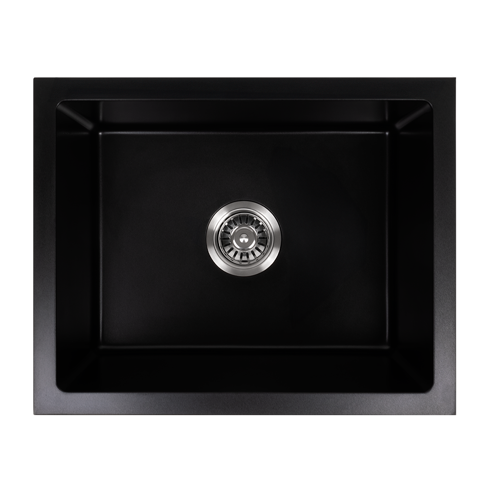 Kenneth 540x430 Black Granite Square Single Bowl Sink