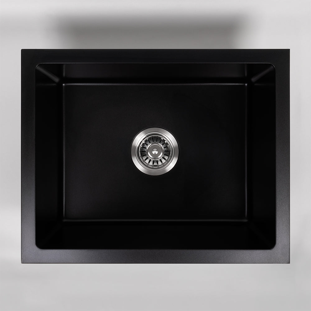 Kenneth 540x430 Black Granite Square Single Bowl Sink