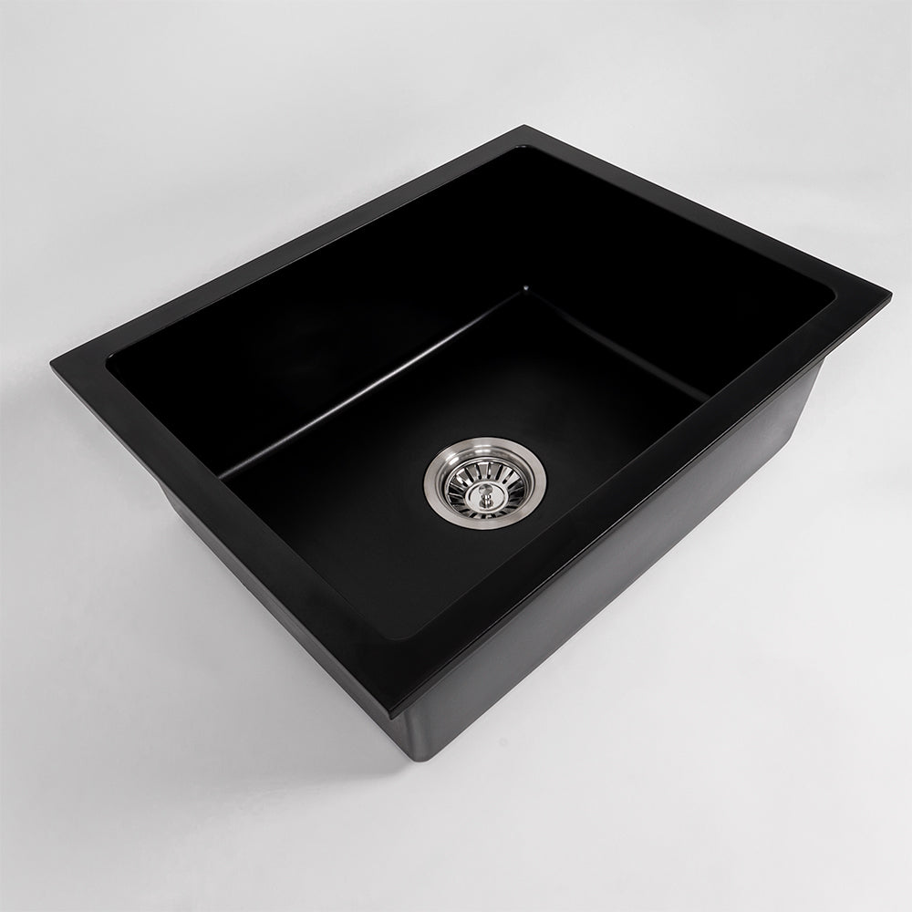 Kenneth 540x430 Black Granite Square Single Bowl Sink