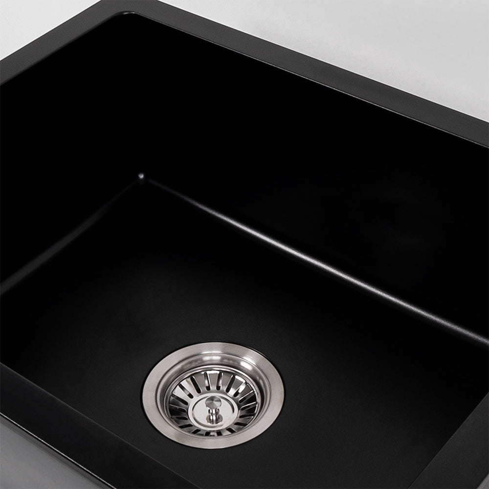 Kenneth 540x430 Black Granite Square Single Bowl Sink