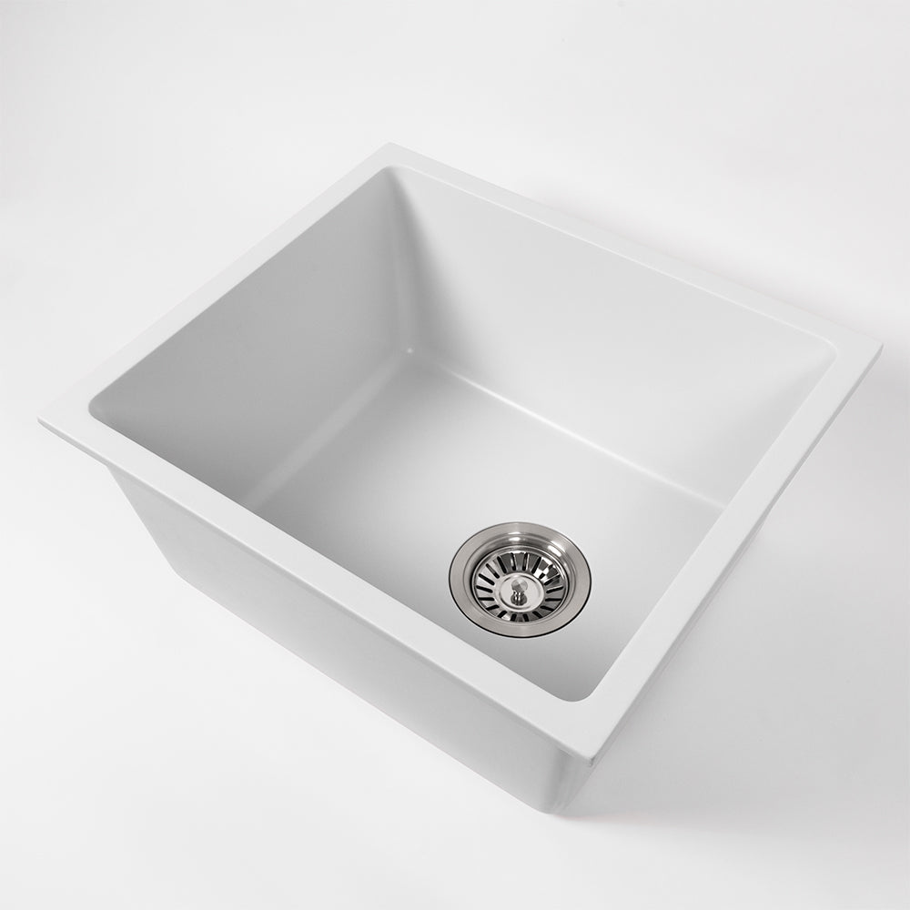 Cynthia 396x446 White Granite Square Single Bowl Sink