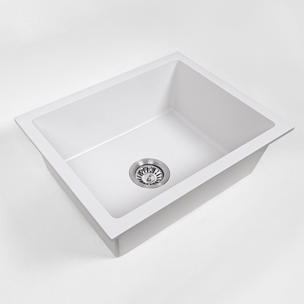 Kenneth 540x430 White Granite Square Single Bowl Sink