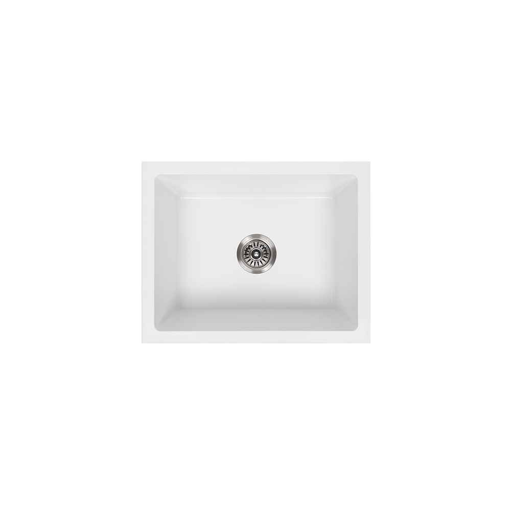 Kenneth 540x430 White Granite Square Single Bowl Sink