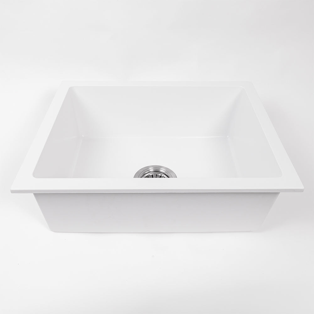 Kenneth 540x430 White Granite Square Single Bowl Sink