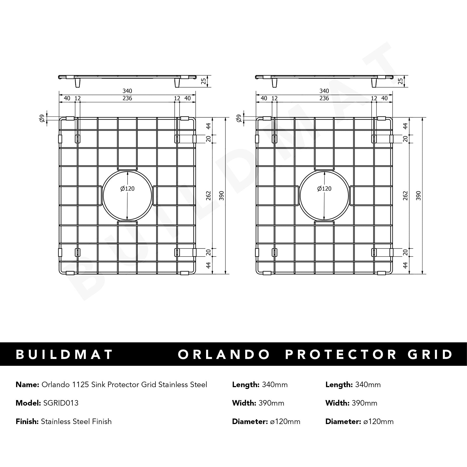 Orlando 1125 Double Sink Protector Grid