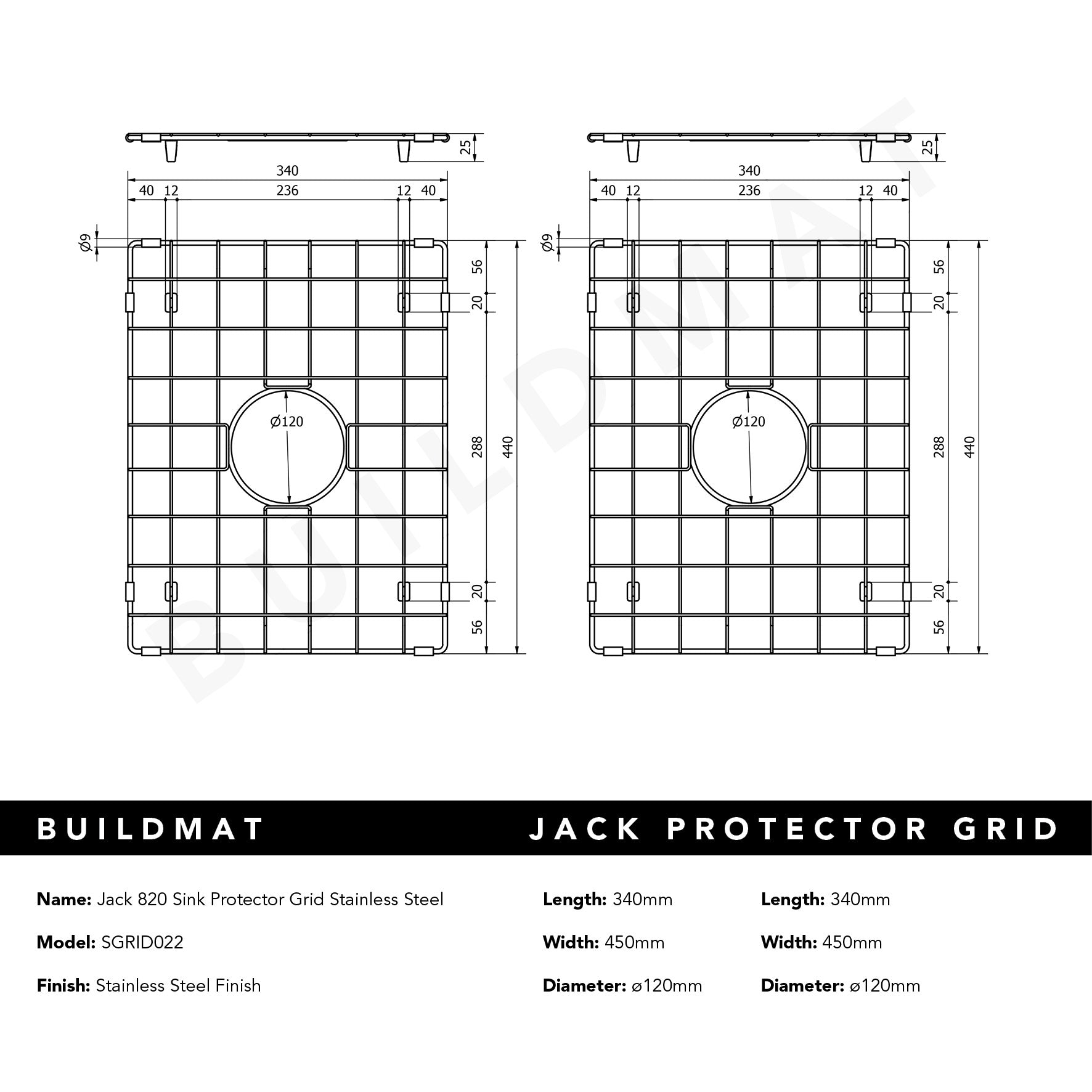 Jack 820 Double Sink Protector Grid