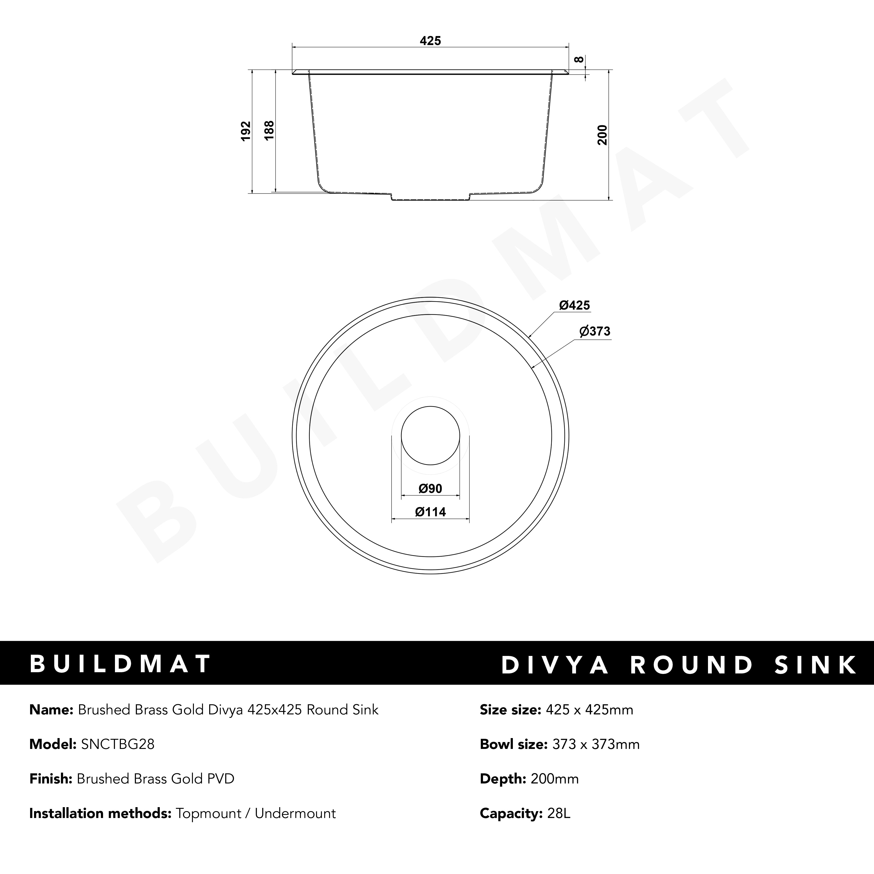 Brushed Brass Gold Divya 425x425 Round Sink