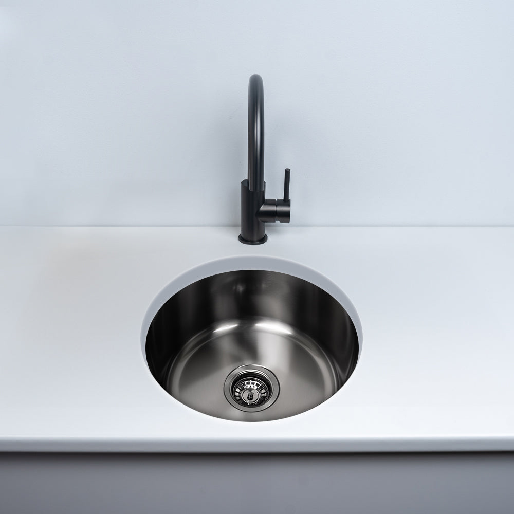 Brushed Gunmetal Divya 425x425 Round Sink