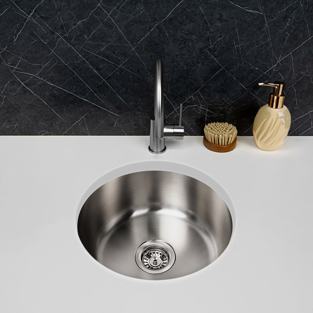 Divya 425x425 Brushed Stainless Steel Round Sink