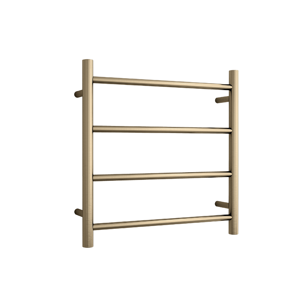 Round Ladder Heated Towel Rail Brushed Brass Gold