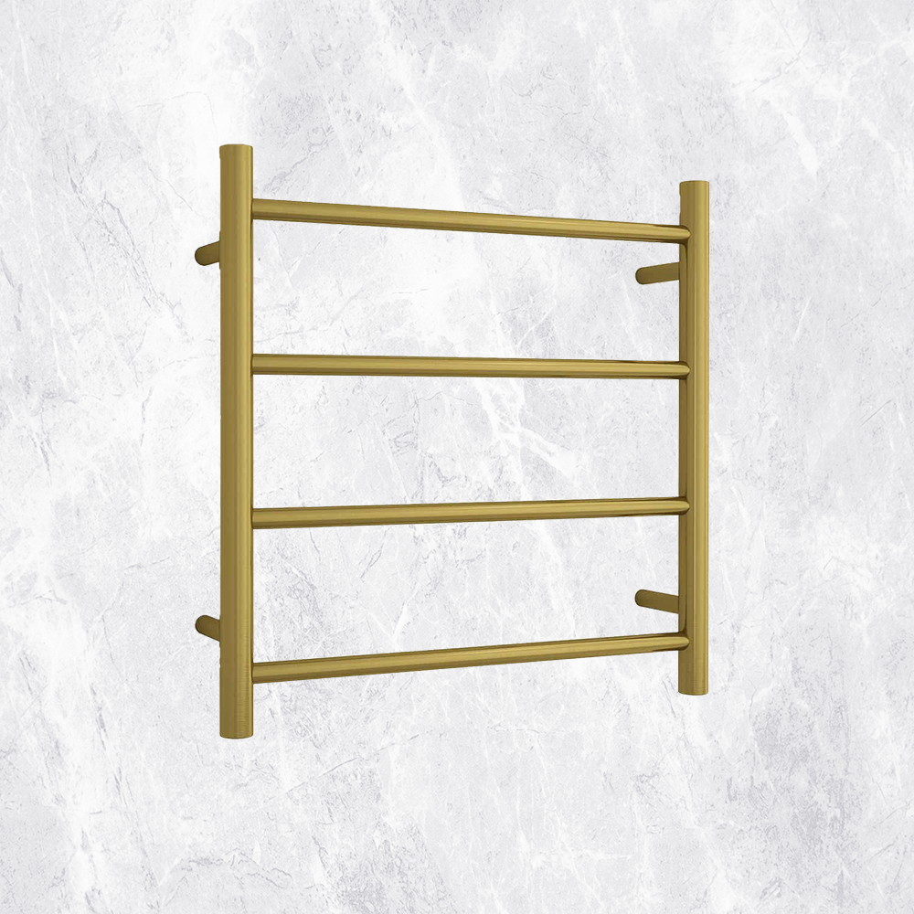 Round Ladder Heated Towel Rail Brushed Gold