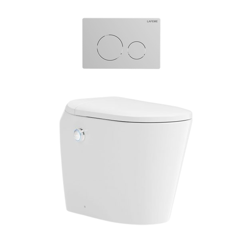 Lafeme Autolux Inwall Cistern Floor Pan Smart Toilet With Brushed Nickel Flush Plate