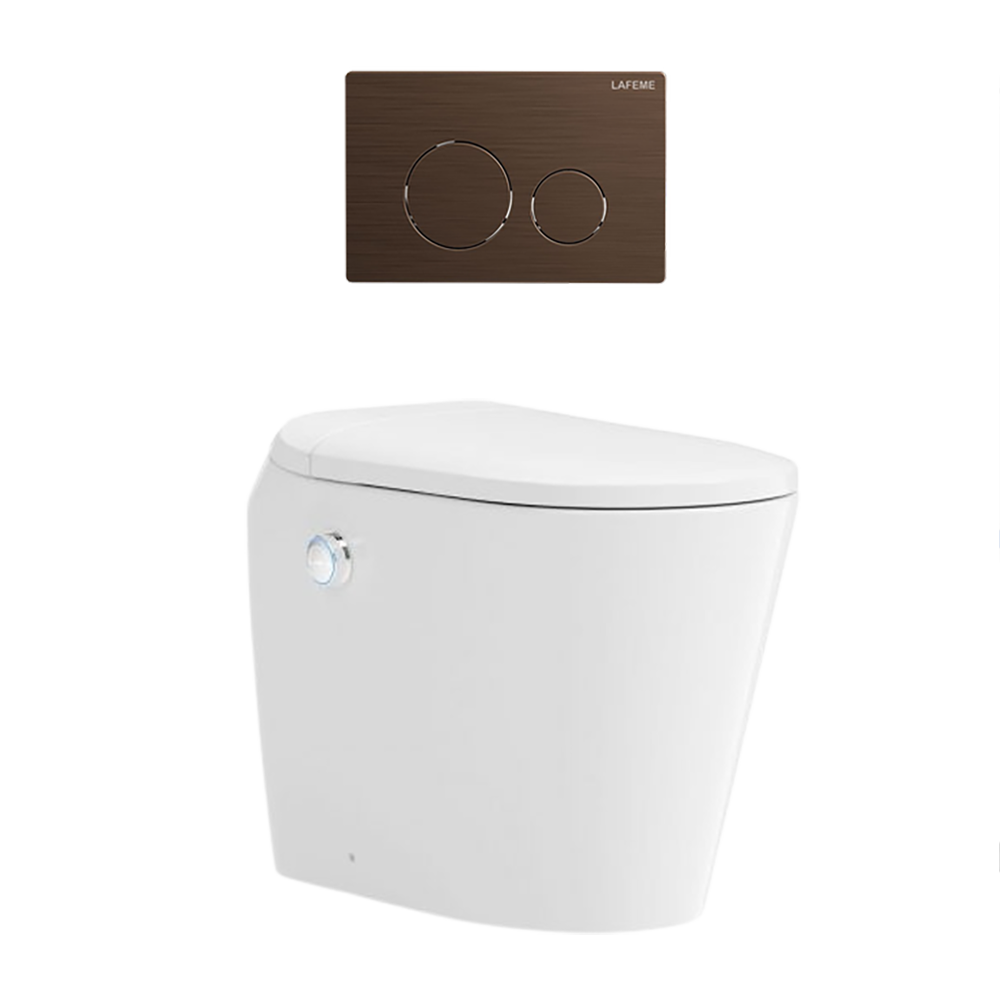 Lafeme Autolux Inwall Cistern Floor Pan Smart Toilet With Brushed Bronze Flush Plate