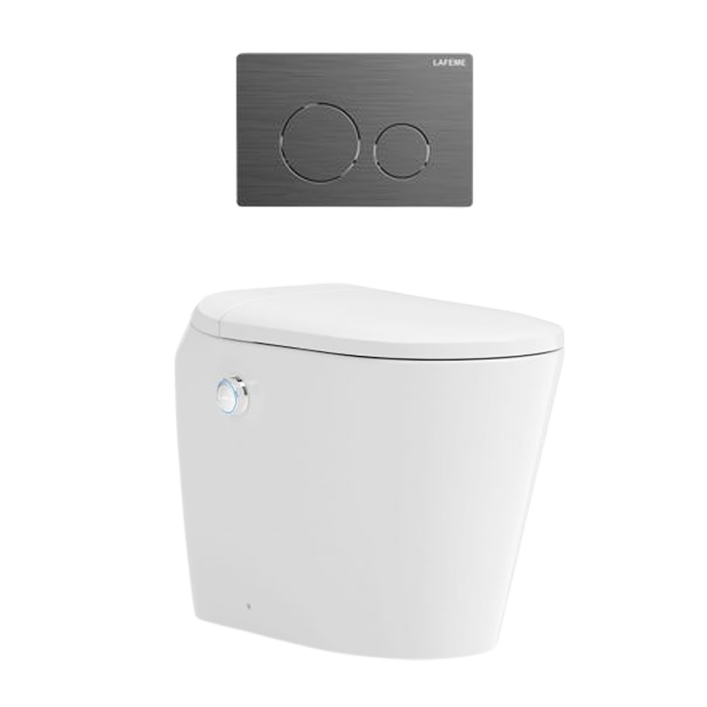 Lafeme Autolux Inwall Cistern Floor Pan Smart Toilet With Gunmetal Flush Plate