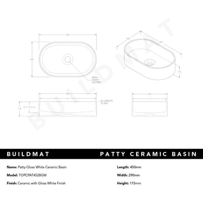 Patty Gloss White Ceramic Basin