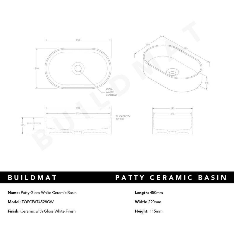 Patty Gloss White Ceramic Basin