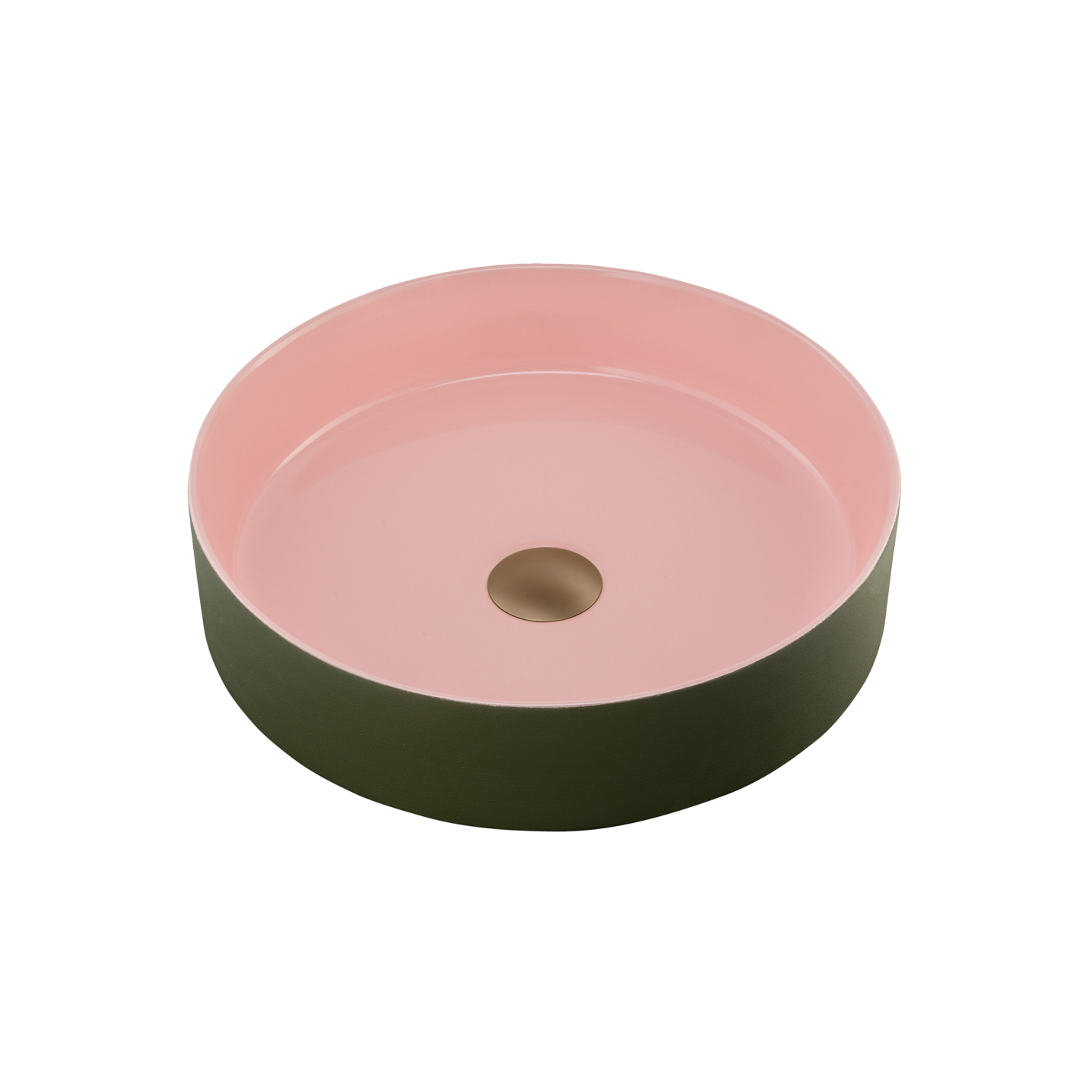 Terzofoco Short Circular Counter Top Basin Olive and Salmon