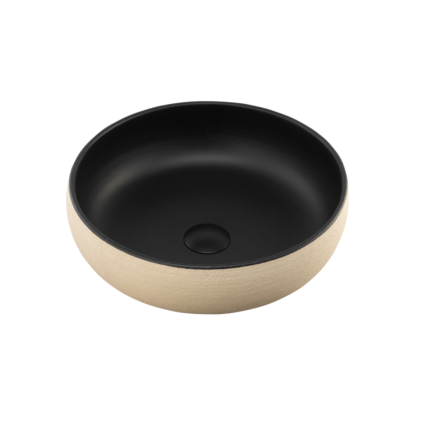 Terzofoco Curved Counter Top Basin Light Earth and Matte Black