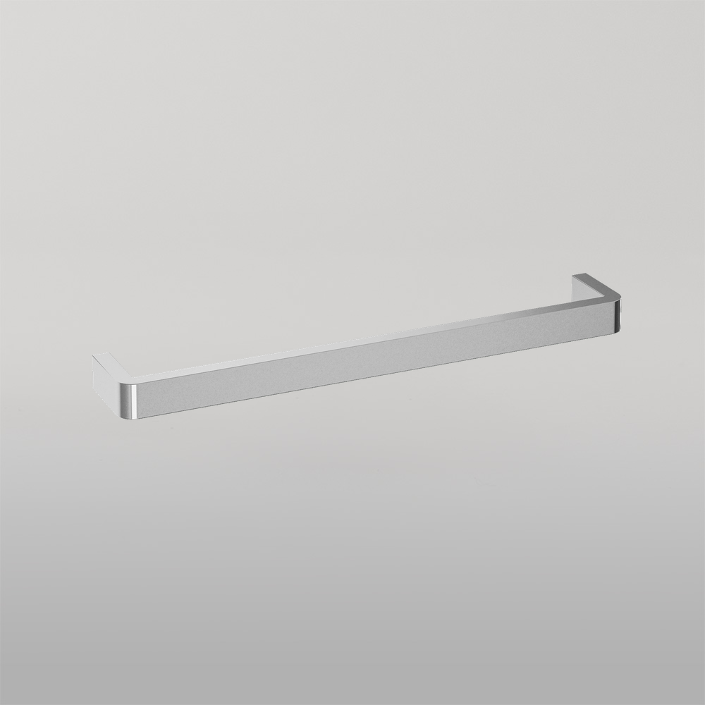 Square Single Bar Heated Rail with Curved Corners Polished Stainless Steel